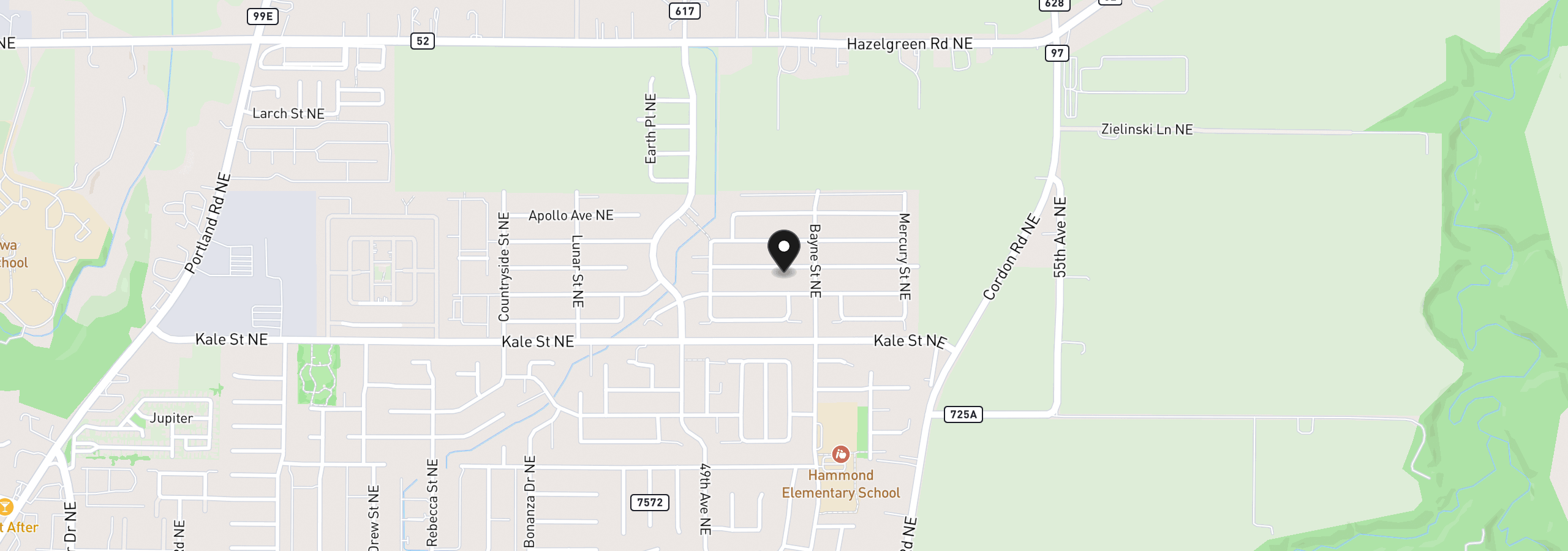 Map showing the location of 5010 Gemini Ave NE, Salem, OR 97305