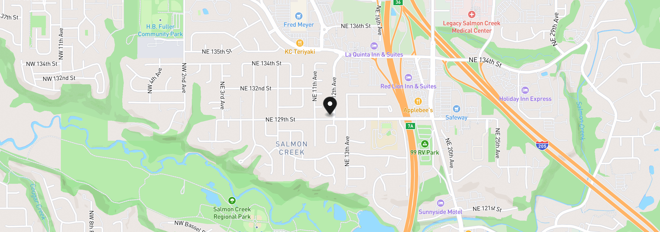 Map showing the location of 1114 NE 129th St, Vancouver, Wa 98685