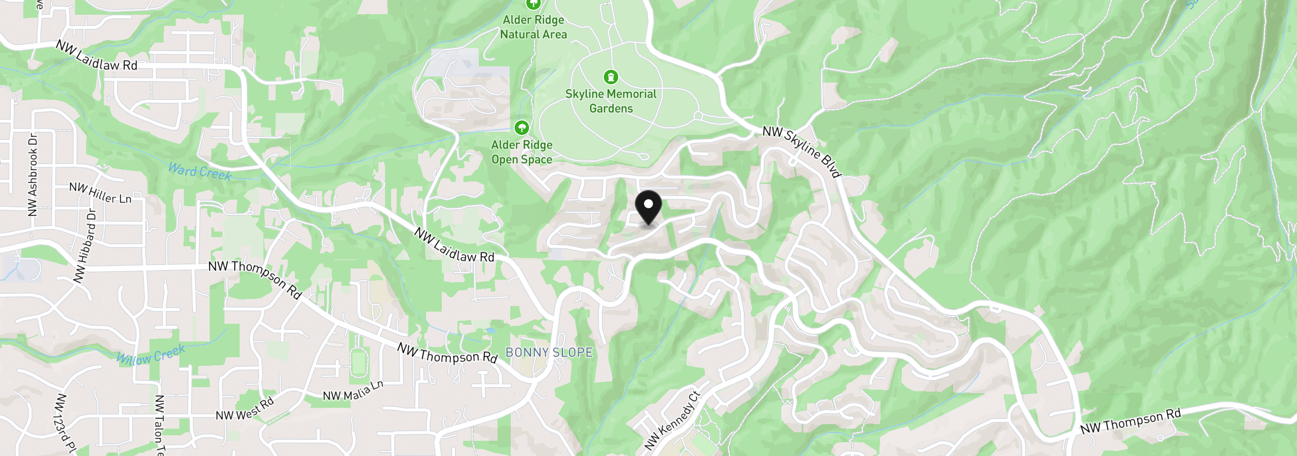 Map showing the location of 9930 NW Upton Ct, Portland, OR 97229