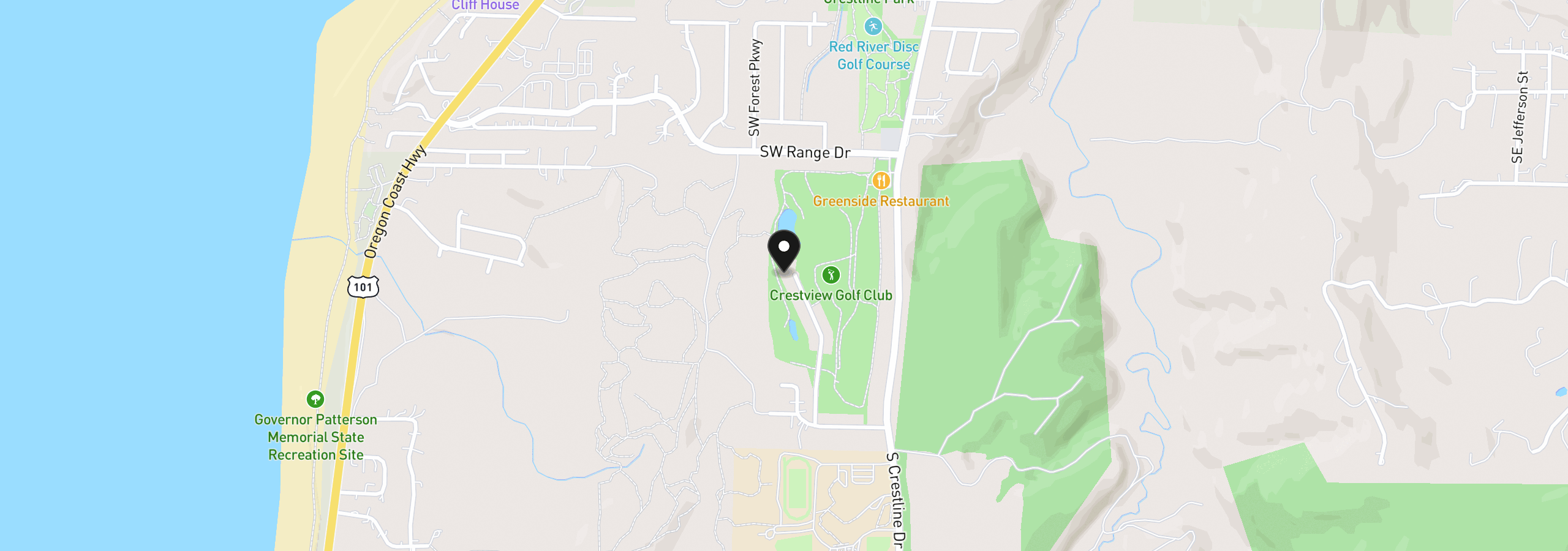 Map showing the location of 2050 SW Green Ln, Waldport, OR 97394