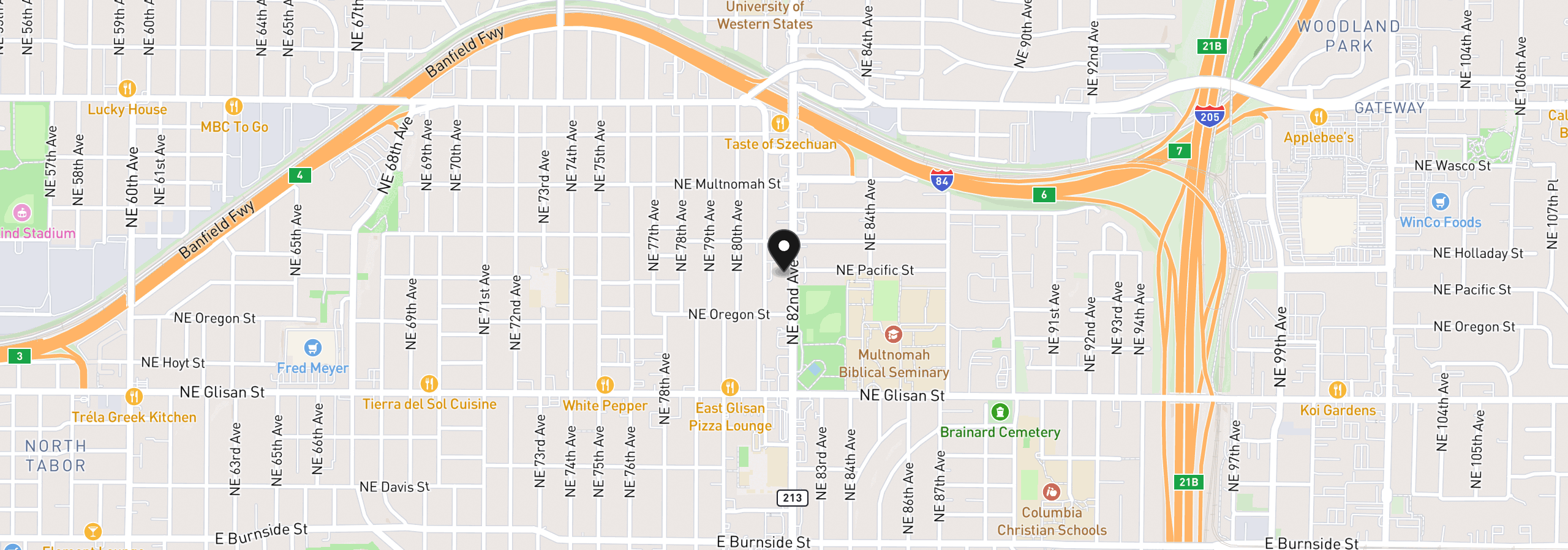 Map showing the location of 900 NE 81st Ave 314, Portland, OR 97213