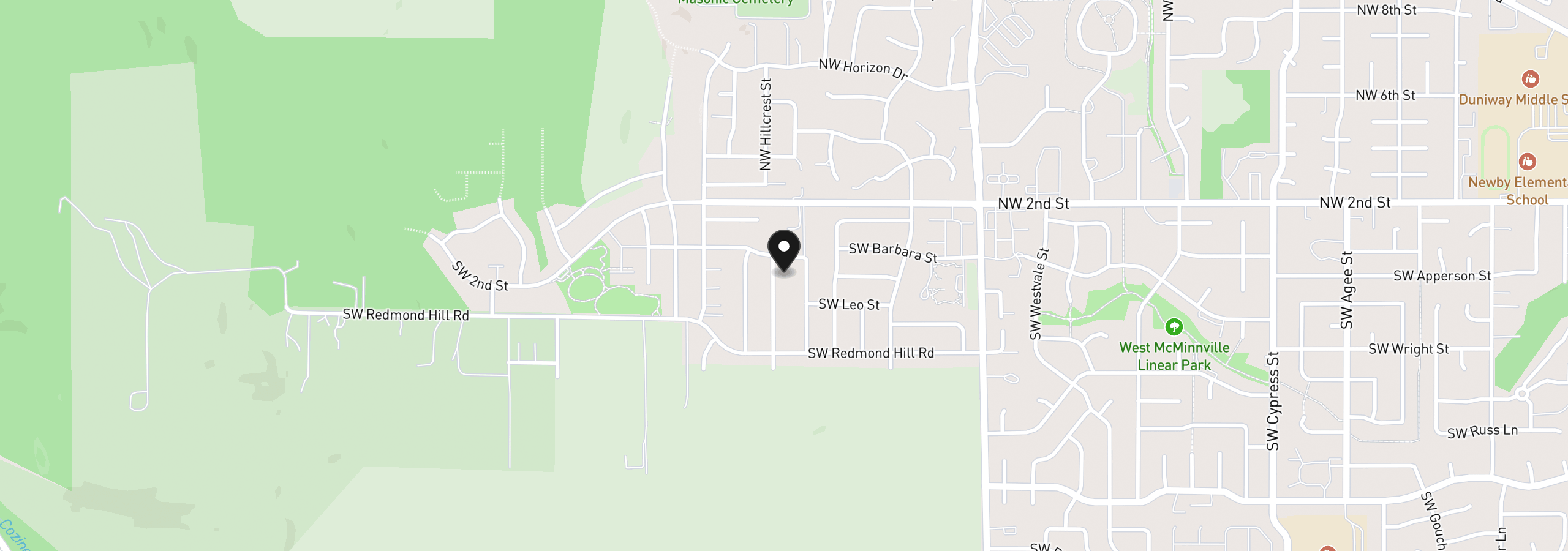 Map showing the location of 282 SW Mt St Helens St, McMinnville, OR 97128