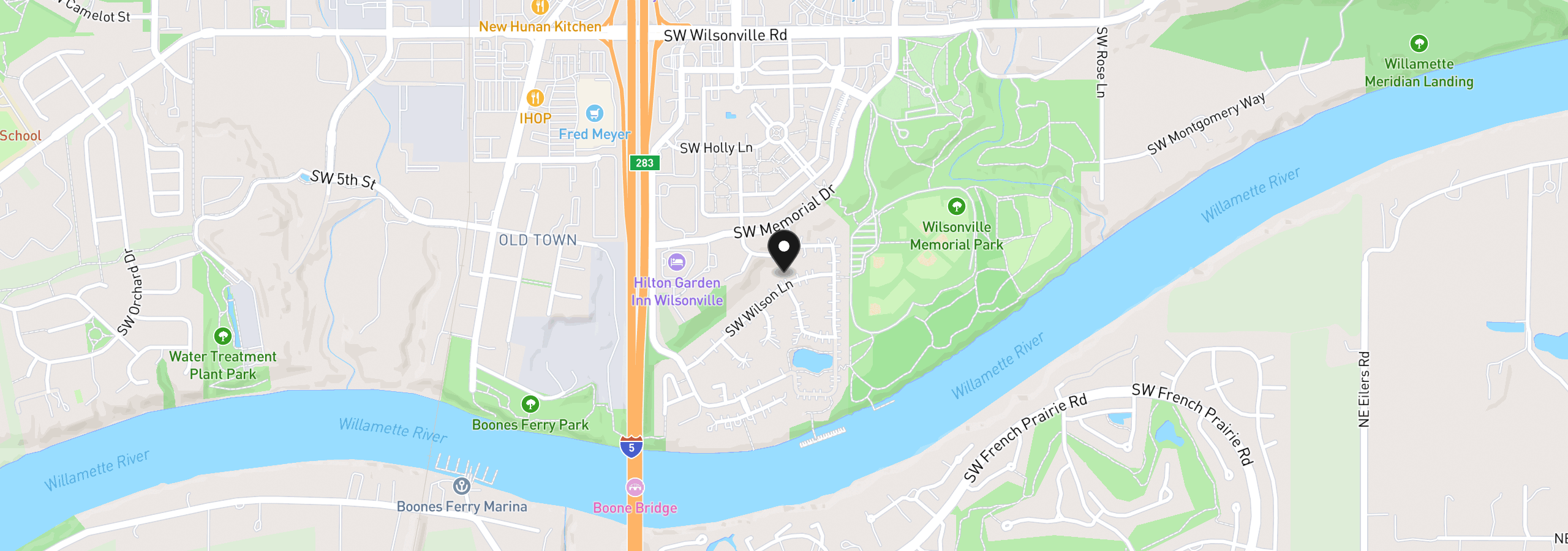 Map showing the location of 8501 SW Wilson Ln, Wilsonville, OR 97070