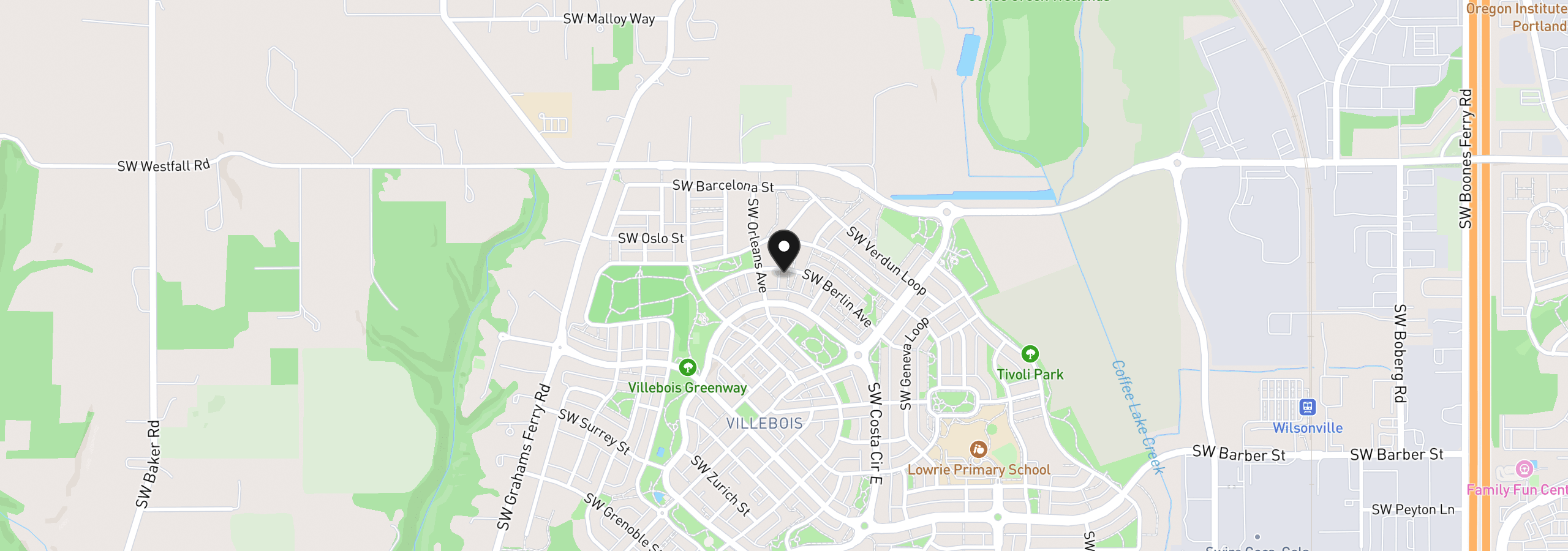 Map showing the location of 11300 SW Berlin Ave, Wilsonville, OR 97070