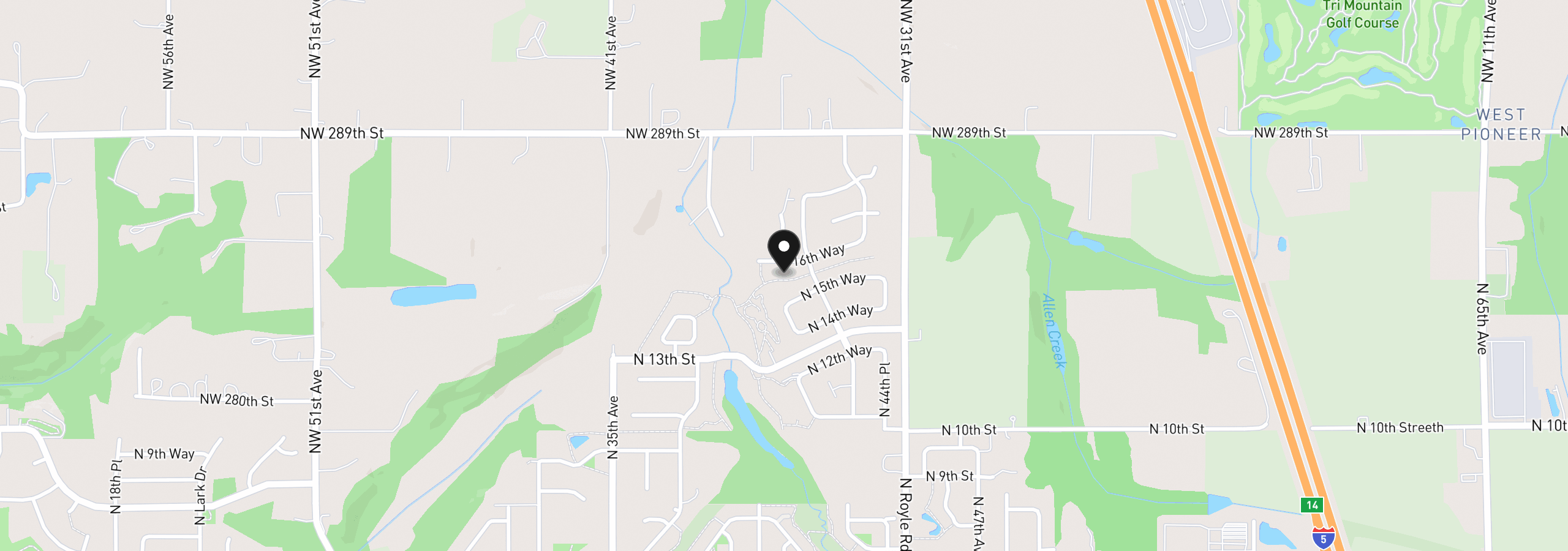 Map showing the location of 4115 N 16th Way, Ridgefield, Wa 98642