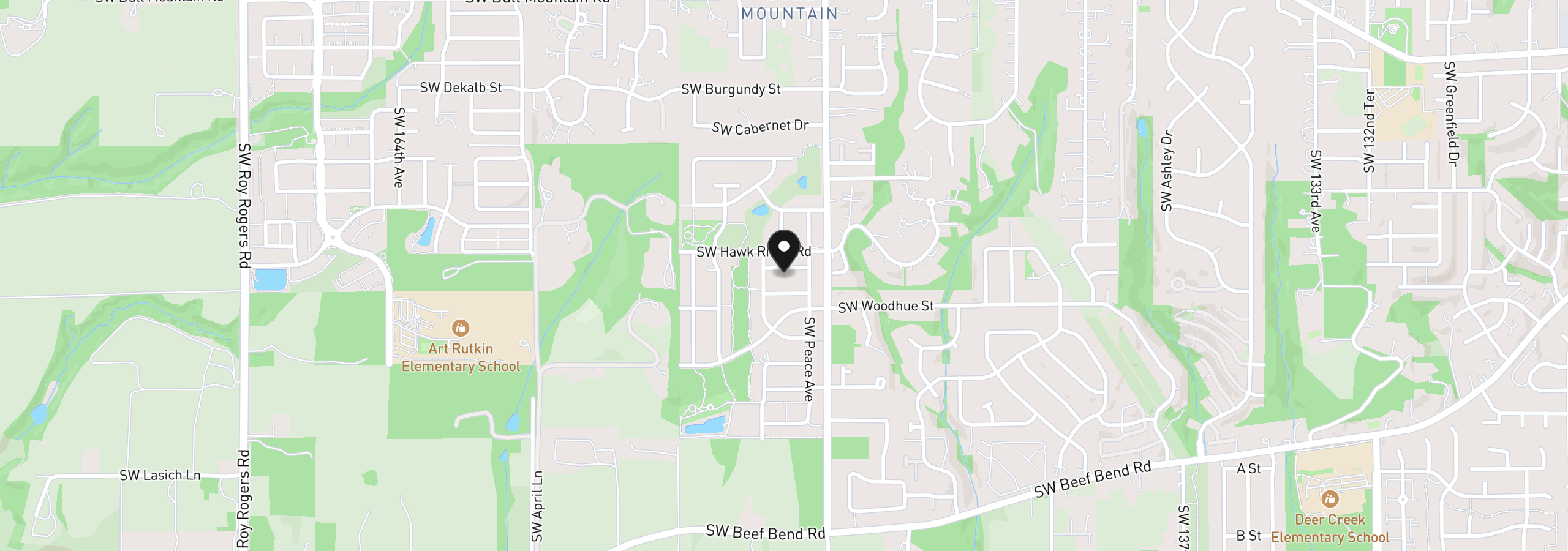 Map showing the location of 15170 SW Coolwater Ln, Tigard, OR 97224