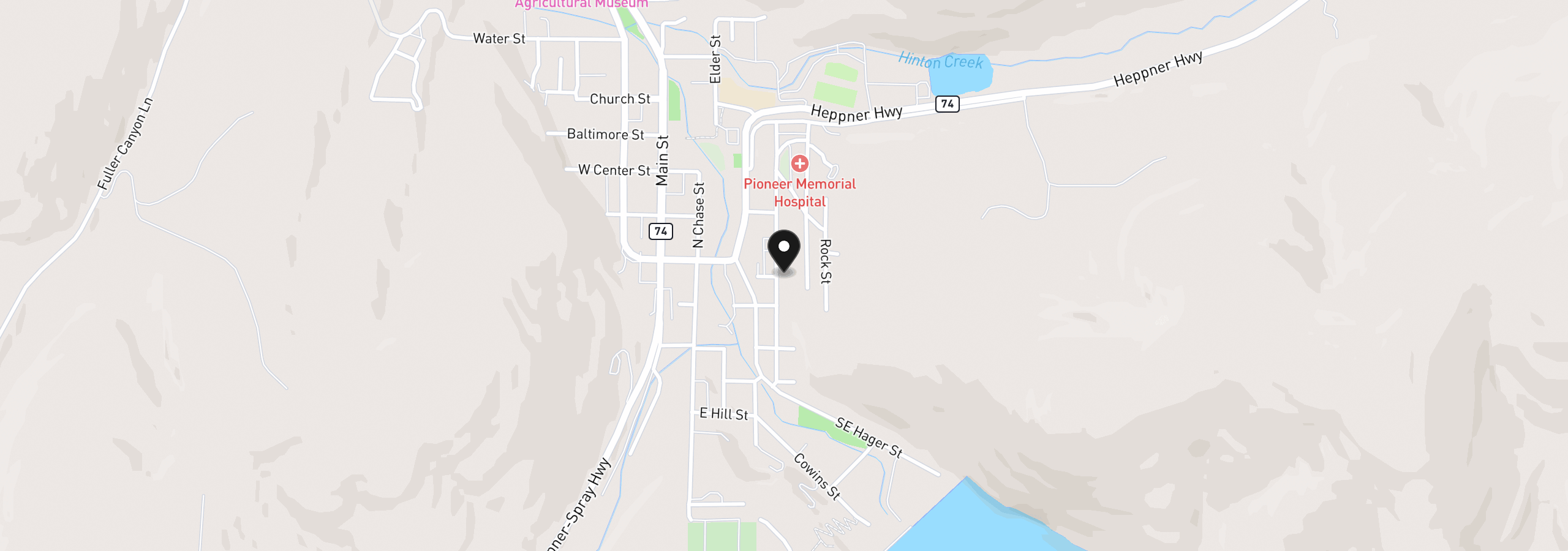 Map showing the location of 110 N Gilmore St, Heppner, OR 97836