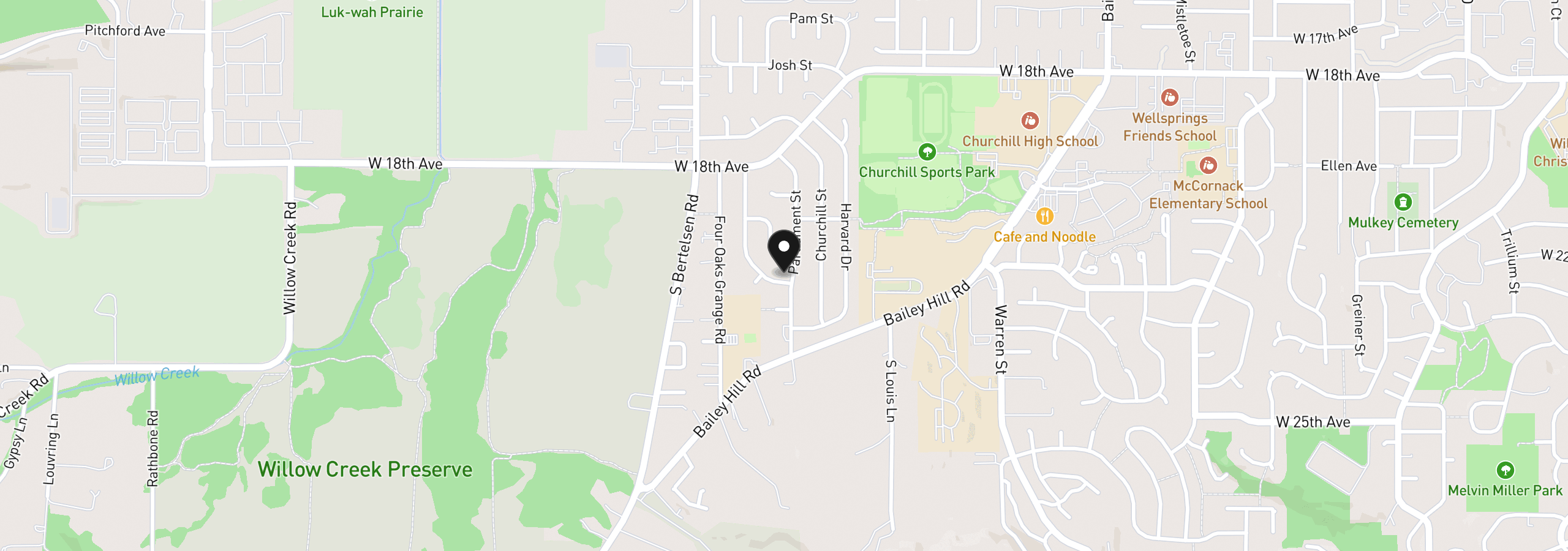 Map showing the location of 2245 Princeton Dr, Eugene, OR 97405
