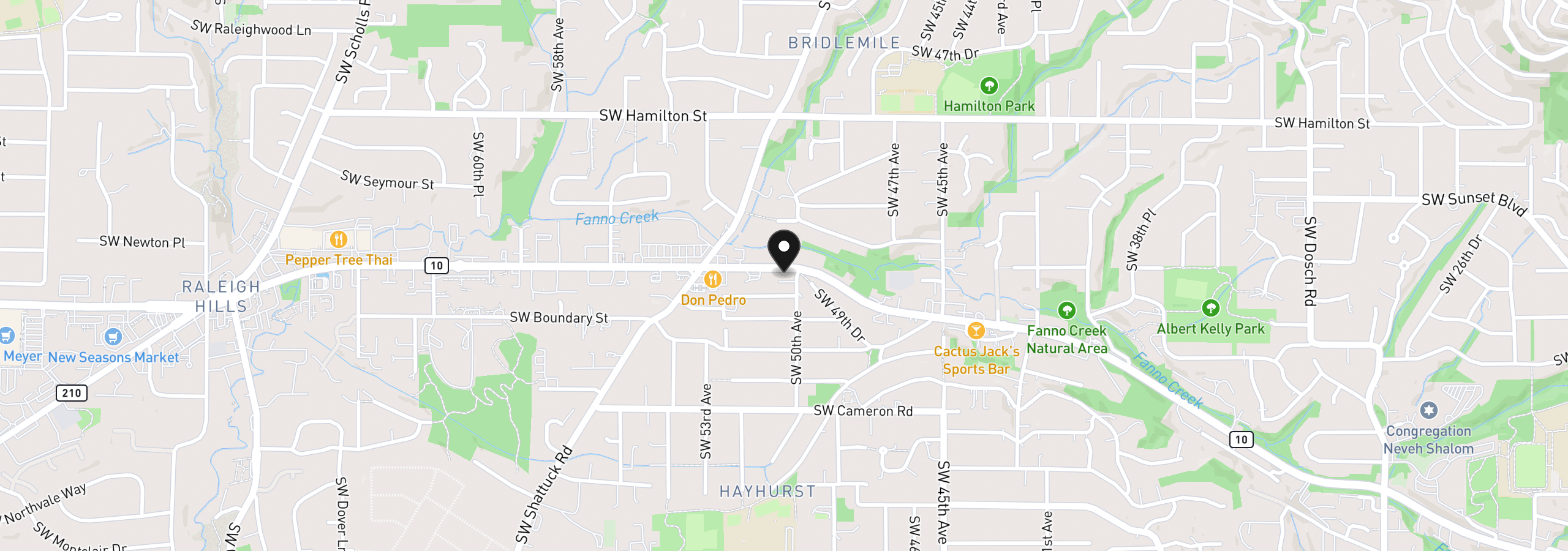 Map showing the location of 5005 SW Mitchell St 2, Portland, OR 97221