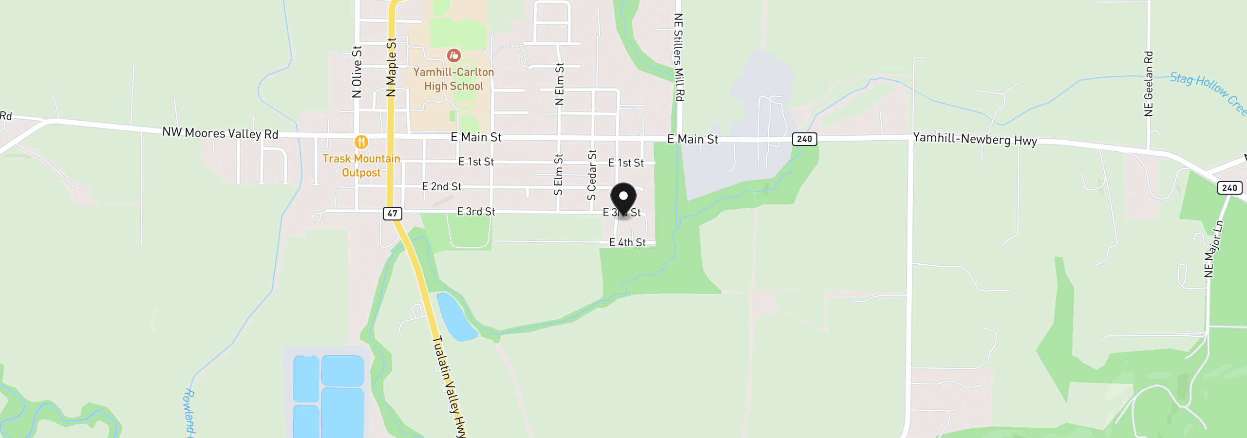 Map showing the location of 405 S Balm St, Yamhill, OR 97148