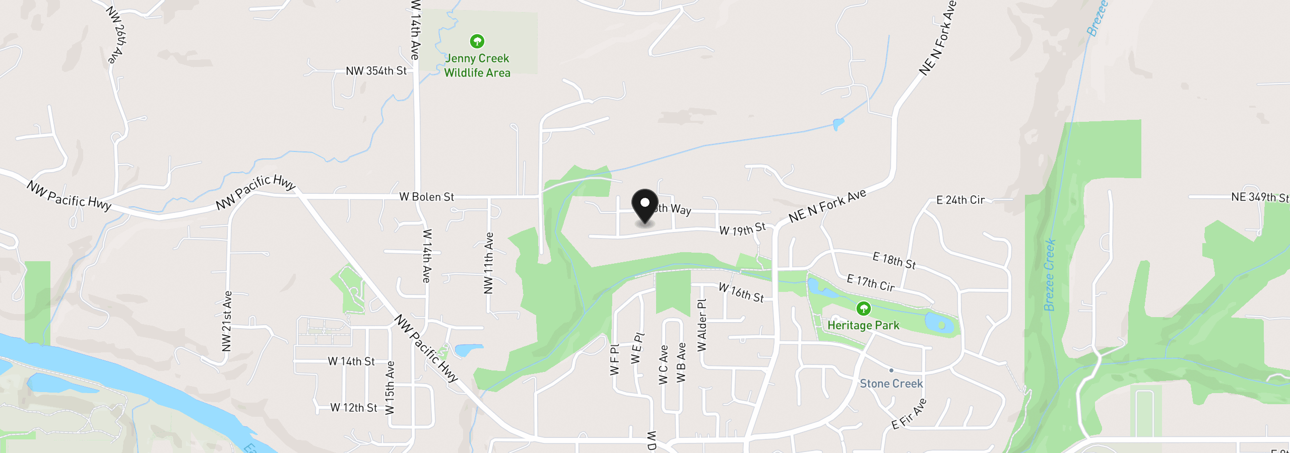 Map showing the location of 503 W 19th St, La Center, Wa 98629