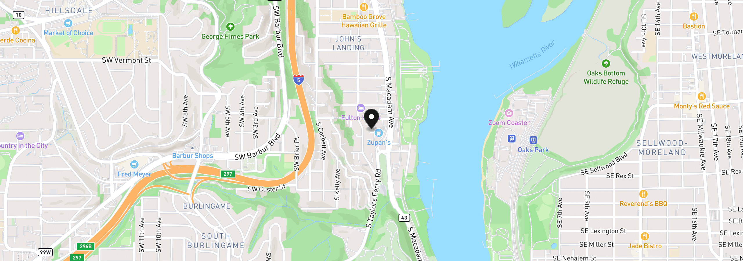 Map showing the location of 602 S Nevada St D, Portland, OR 97219