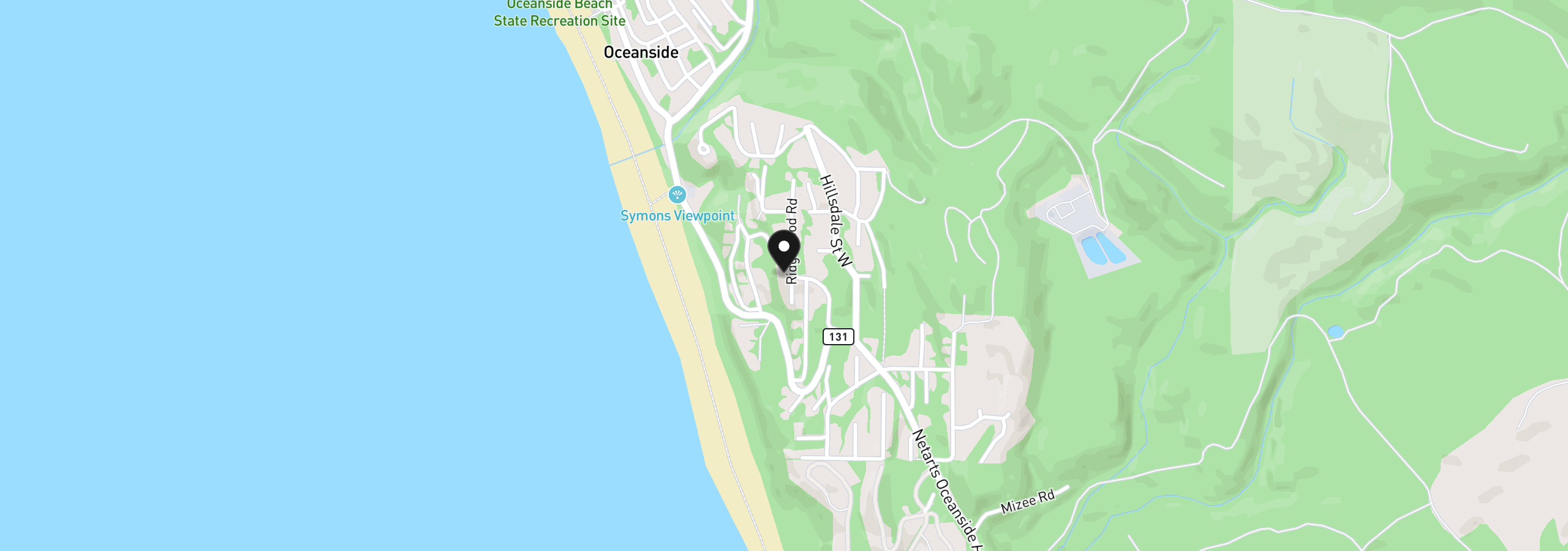 Map showing the location of 620 Ridgewood Rd, Oceanside, OR 97134
