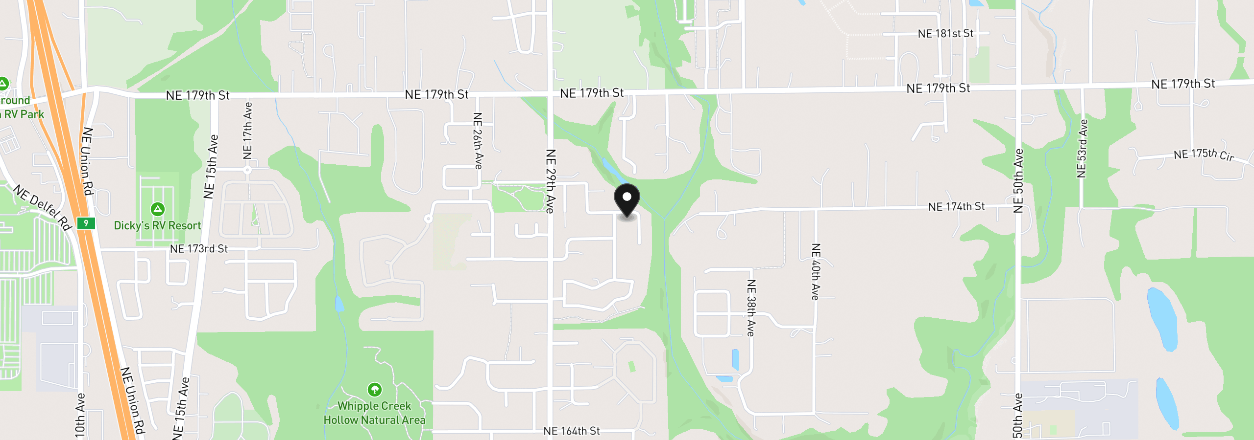 Map showing the location of 3207 NE 174th St, Ridgefield, Wa 98642