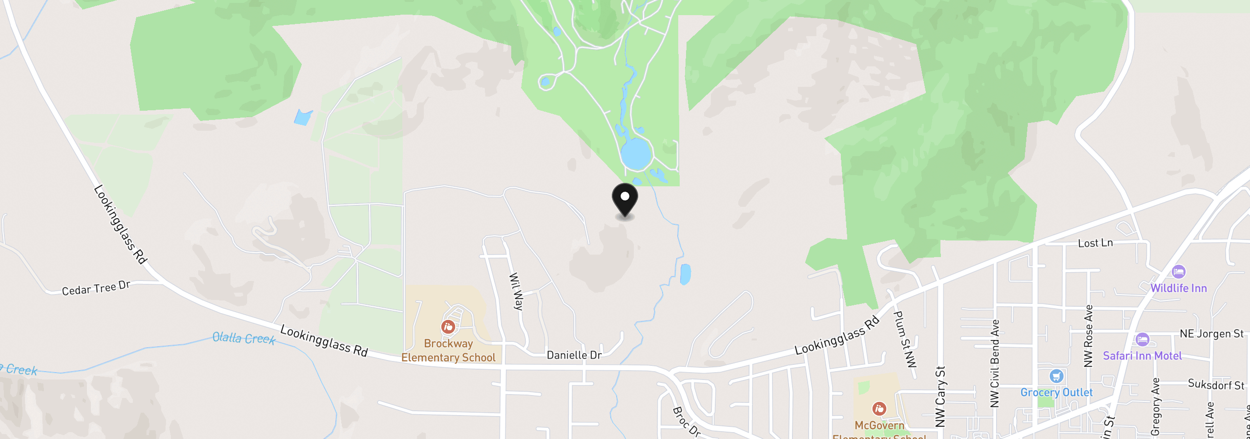 Map showing the location of 635 Wil Way, Winston, OR 97496