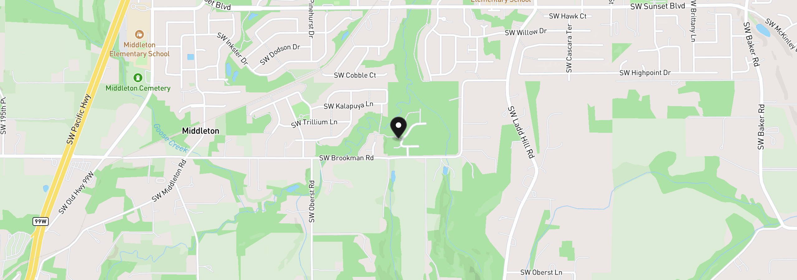 Map showing the location of 16885 SW Sugar Pine Dr, Sherwood, OR 97140