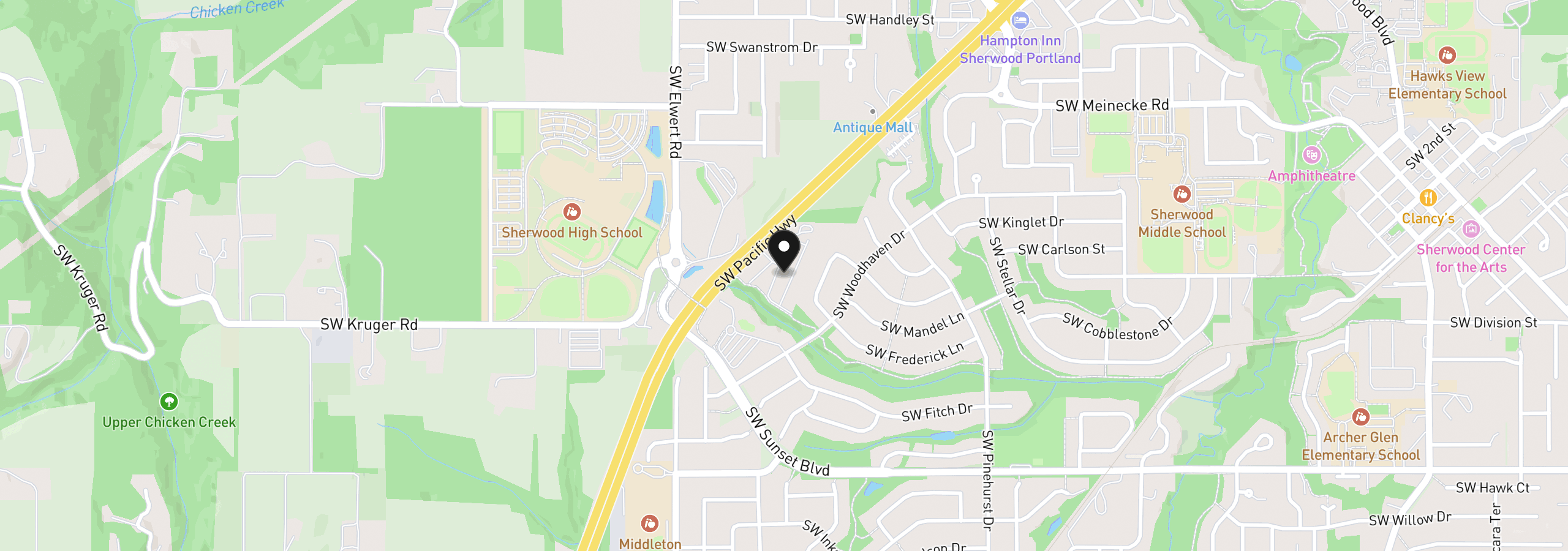 Map showing the location of 22846 SW Forest Creek Dr 202, Sherwood, OR 97140