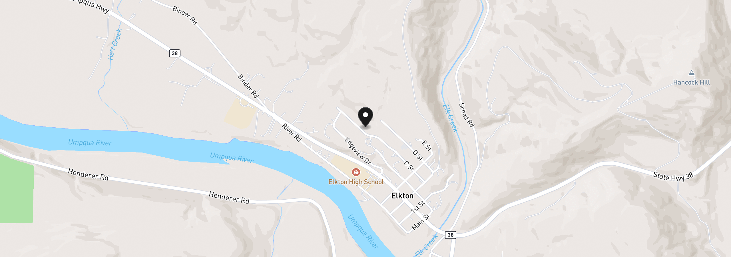 Map showing the location of 863 C St, Elkton, OR 97436