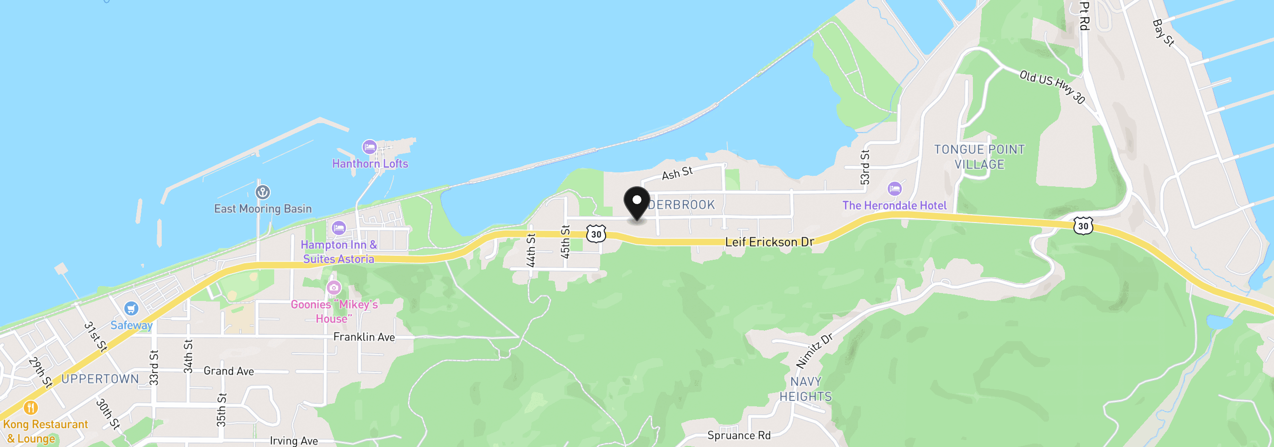 Map showing the location of 4675 Cedar St, Astoria, OR 97103