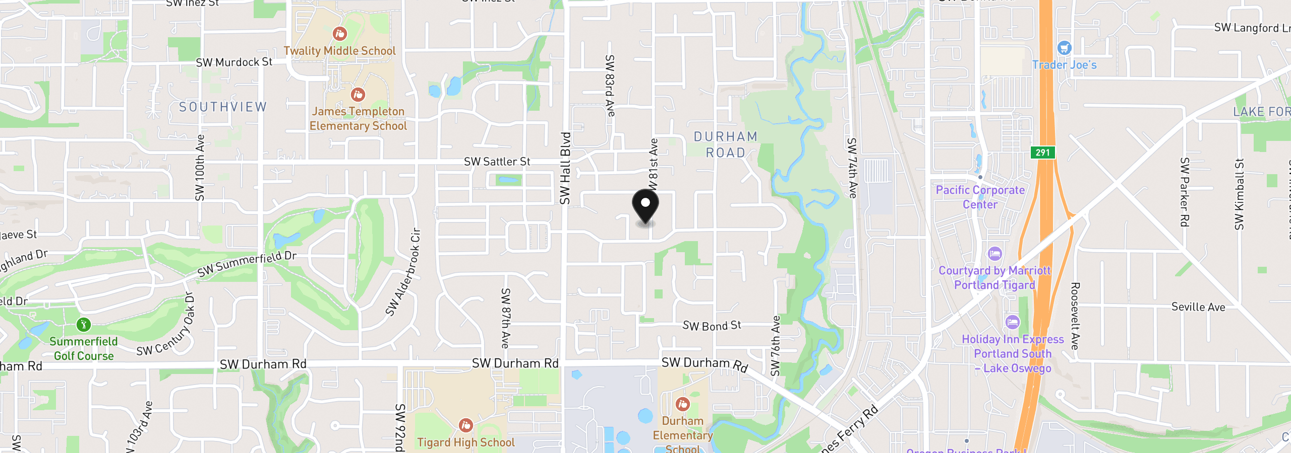 Map showing the location of 15425 SW 81st Ave, Tigard, OR 97224