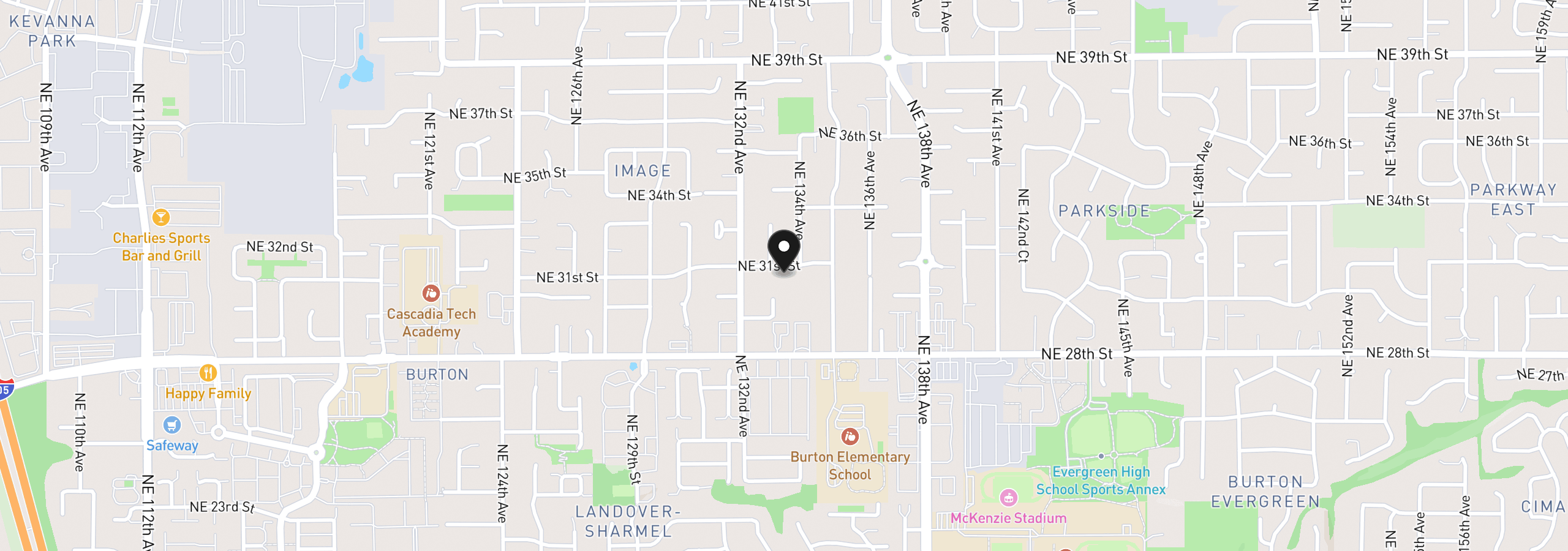 Map showing the location of 13309 NE 31st St, Vancouver, Wa 98682