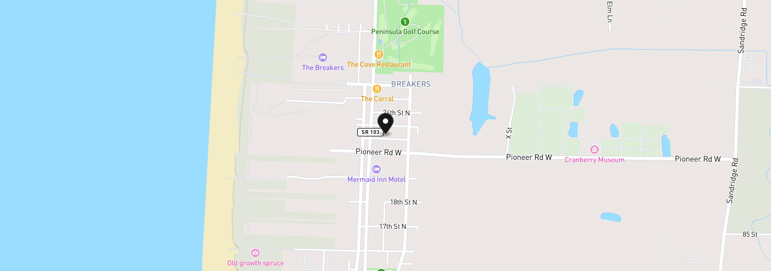Map showing the location of 108 22nd St, Long Beach, Wa 98631