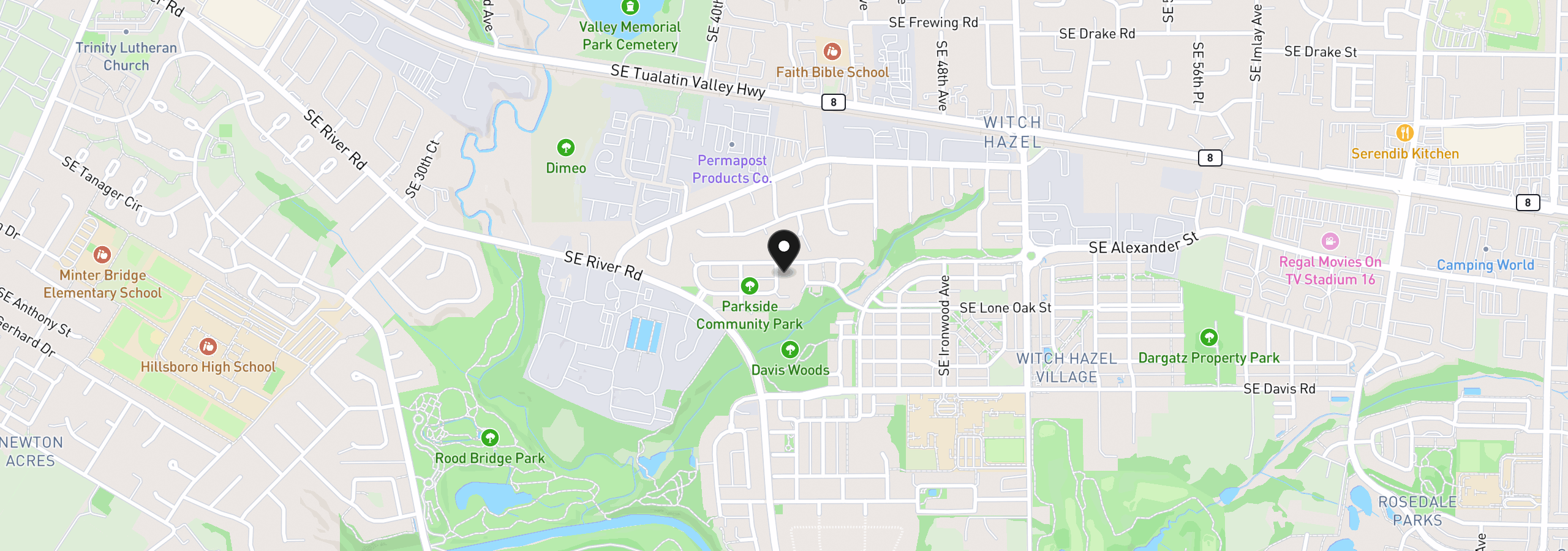 Map showing the location of 2930 SE Marston Ave, Hillsboro, OR 97123