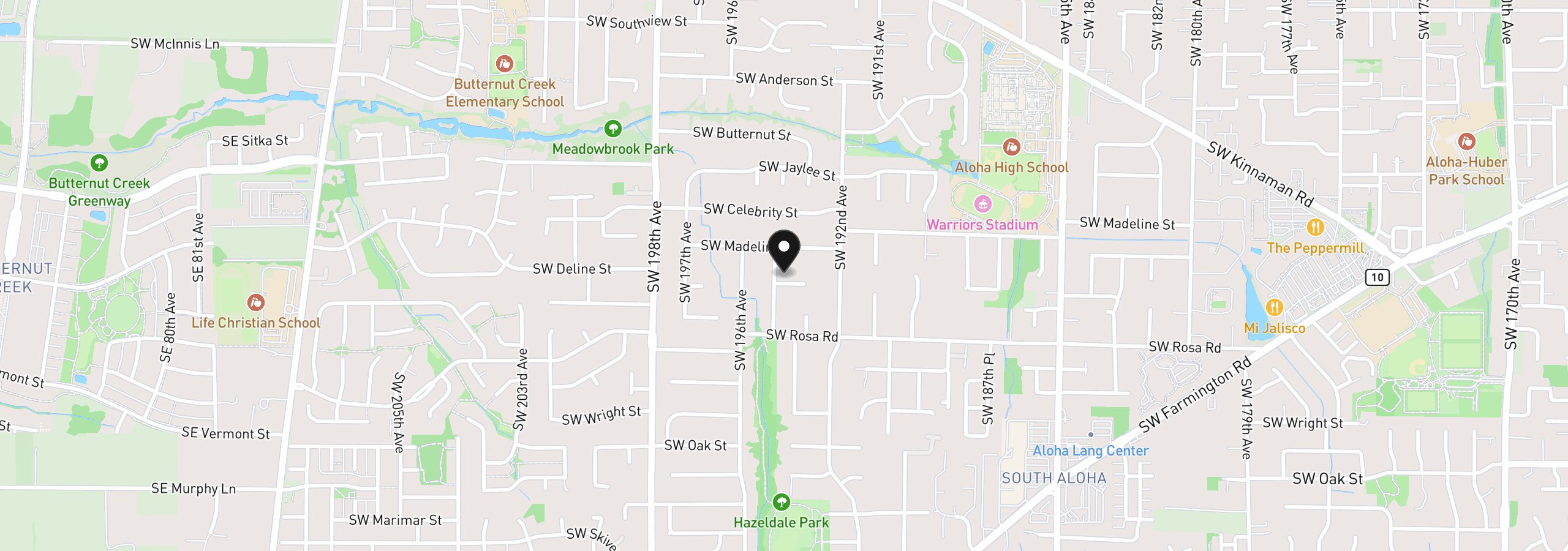 Map showing the location of 5470 SW 195th Ave, Beaverton, OR 97078