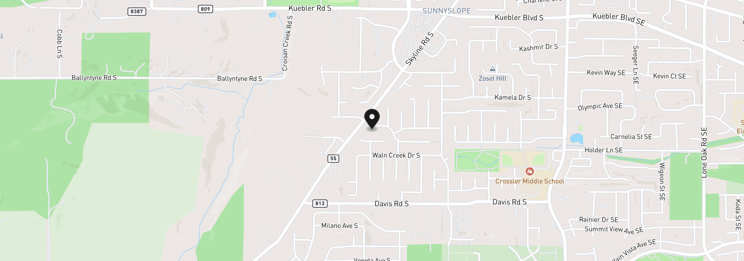Map showing the location of 2190 Maplewood Dr, Salem, OR 97306