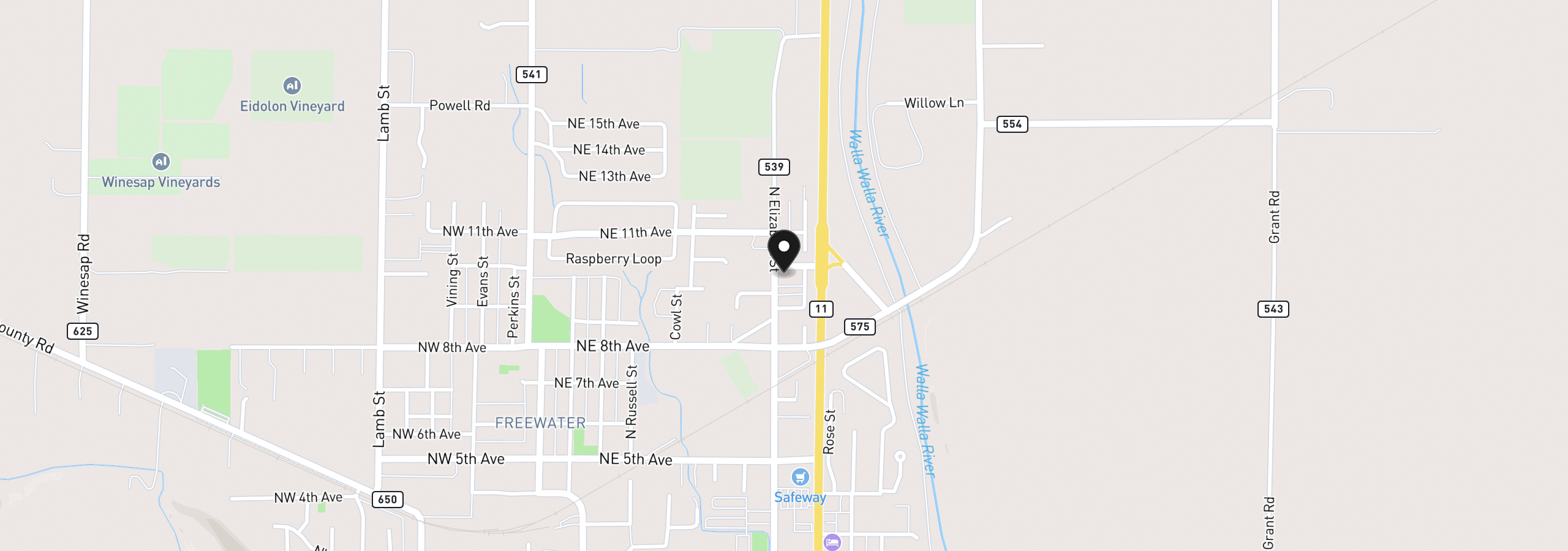Map showing the location of 706 NE 10th Ave, Milton-Freewater, OR 97862