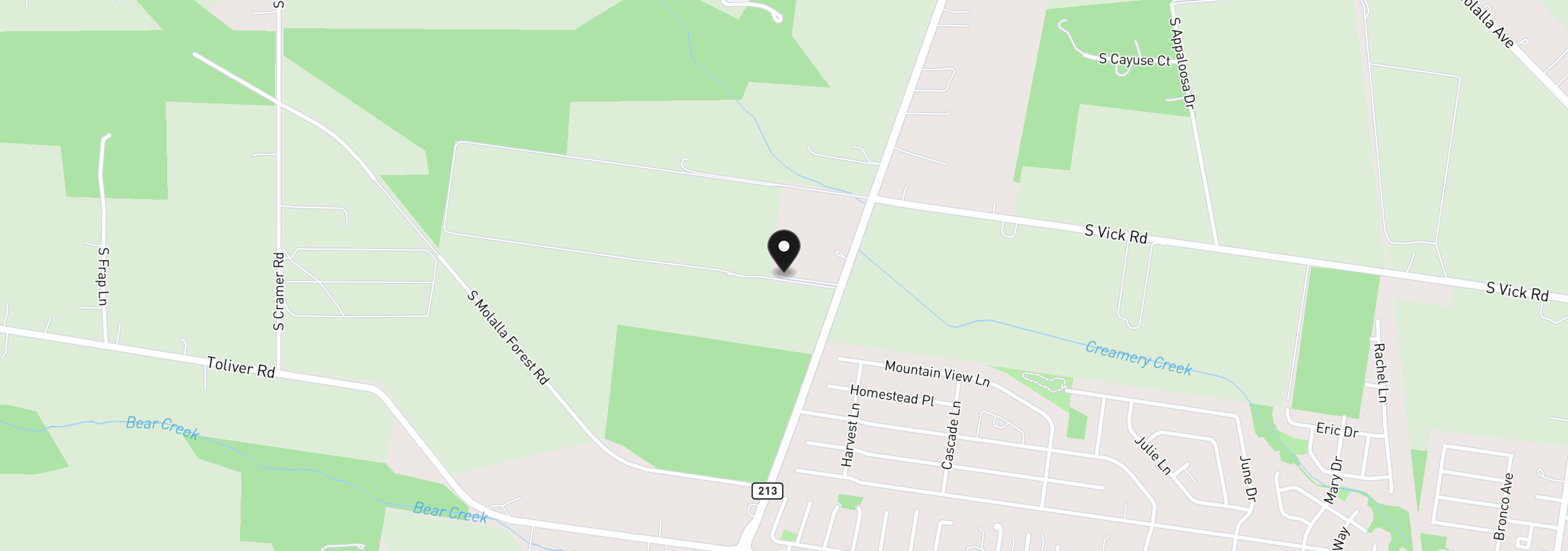 Map showing the location of 30683 S Highway 213, Molalla, OR 97038
