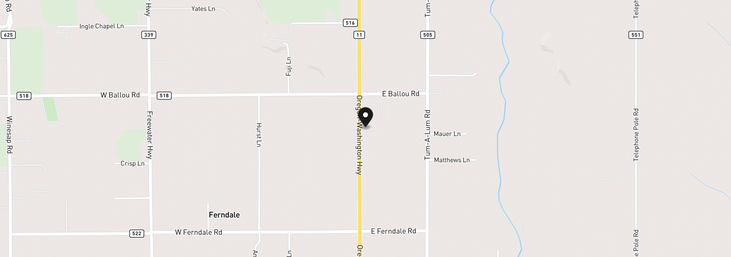 Map showing the location of 85183 Highway 11, Milton-Freewater, OR 97862