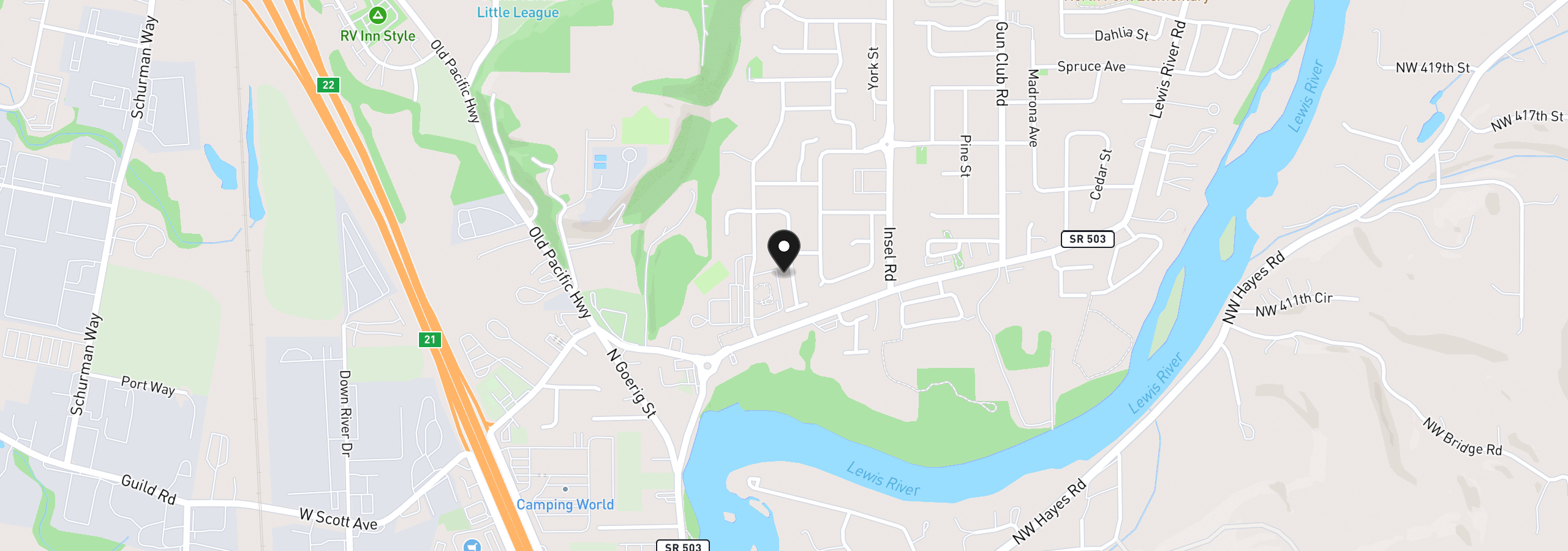Map showing the location of 163 Loganberry Ct, Woodland, Wa 98674
