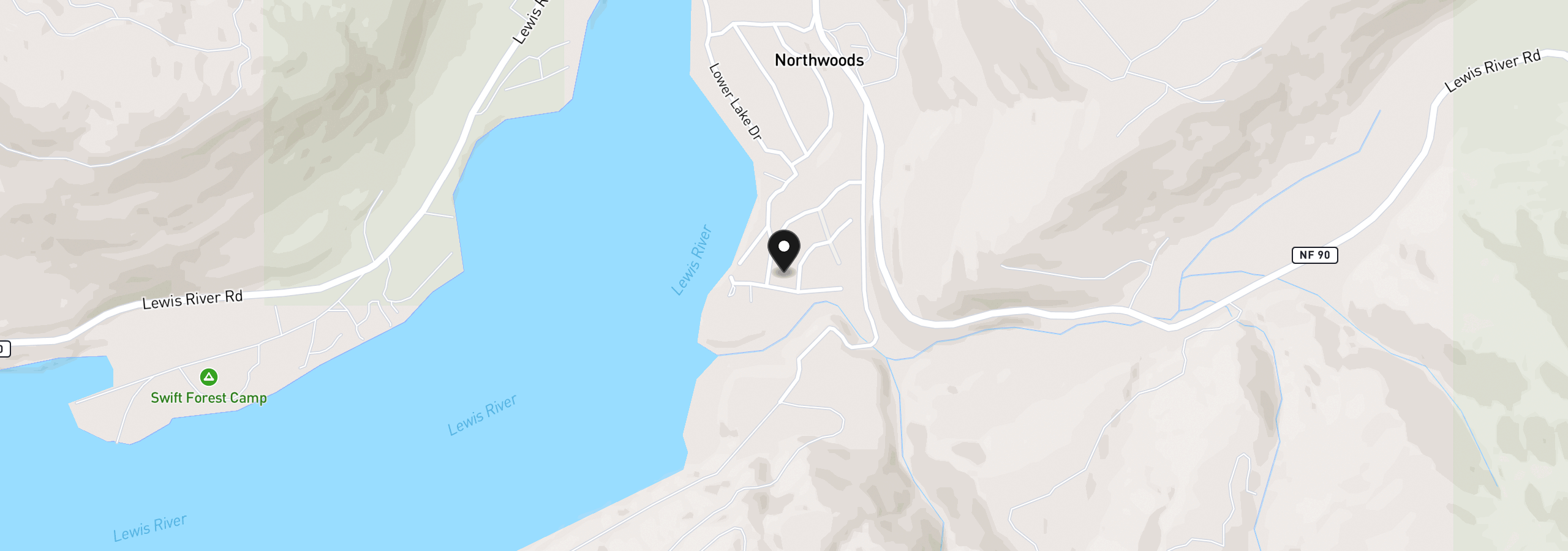 Map showing the location of Cabin 187 Northwoods, Cougar, Wa 98616