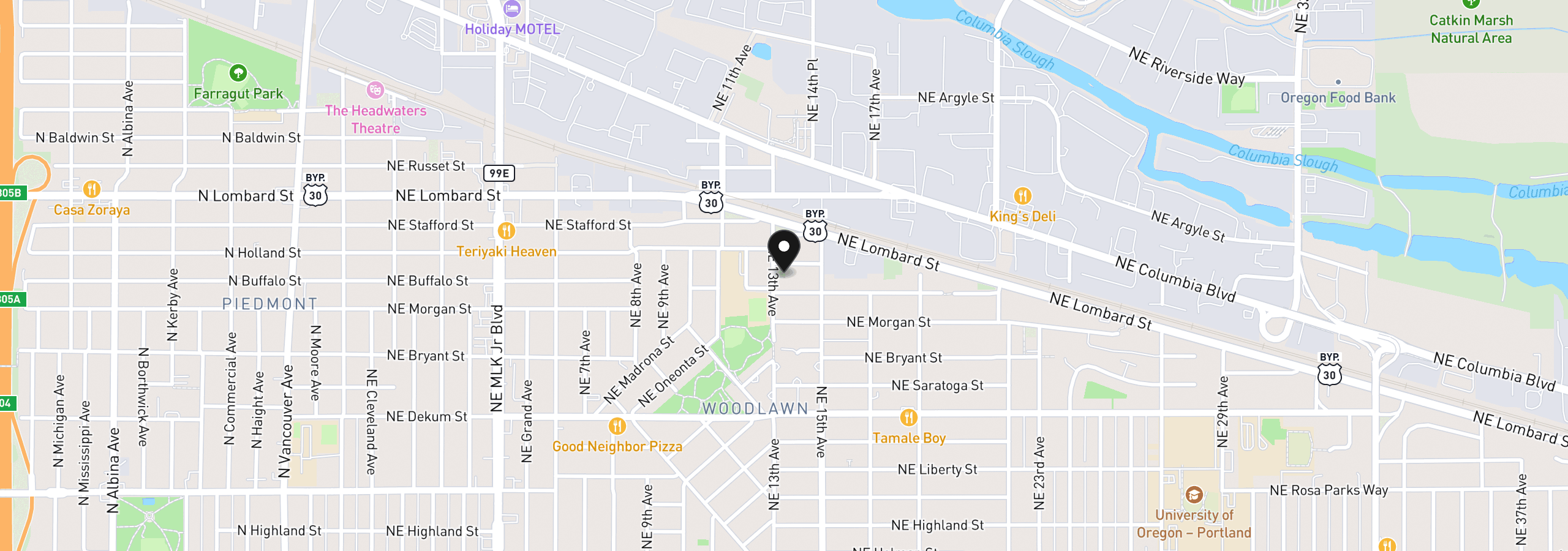 Map showing the location of 7210 NE 13th Ave, Portland, OR 97211