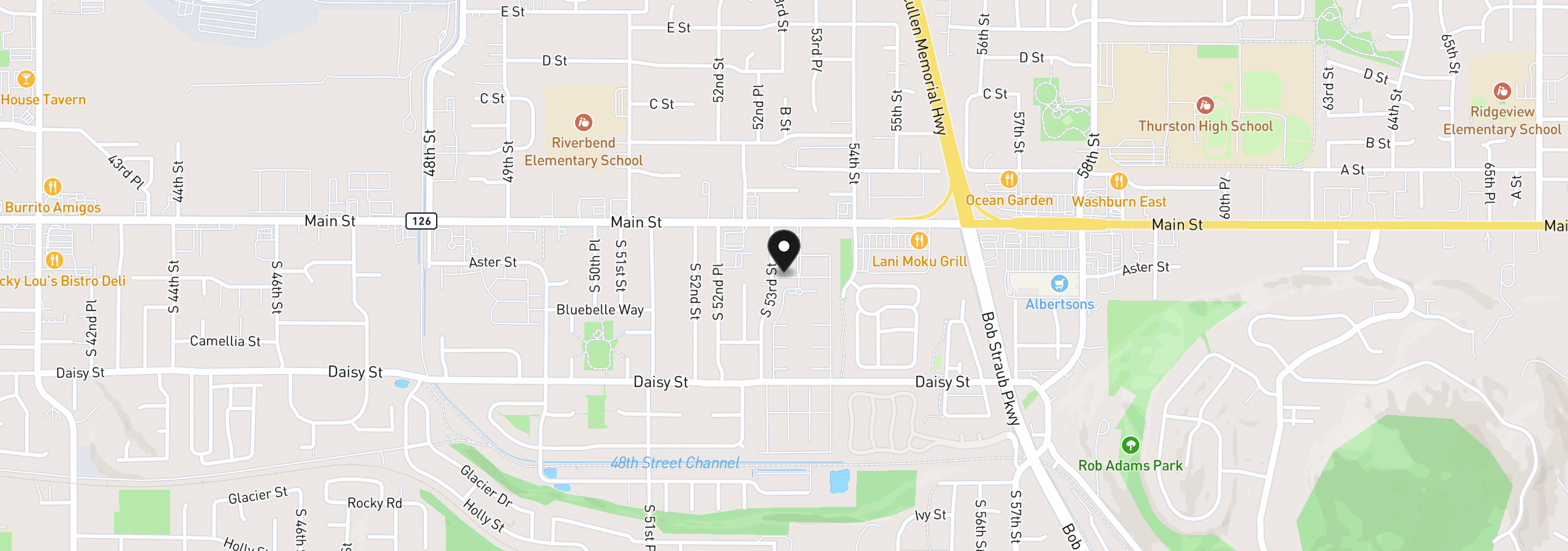 Map showing the location of 5335 Main St 11, Springfield, OR 97478