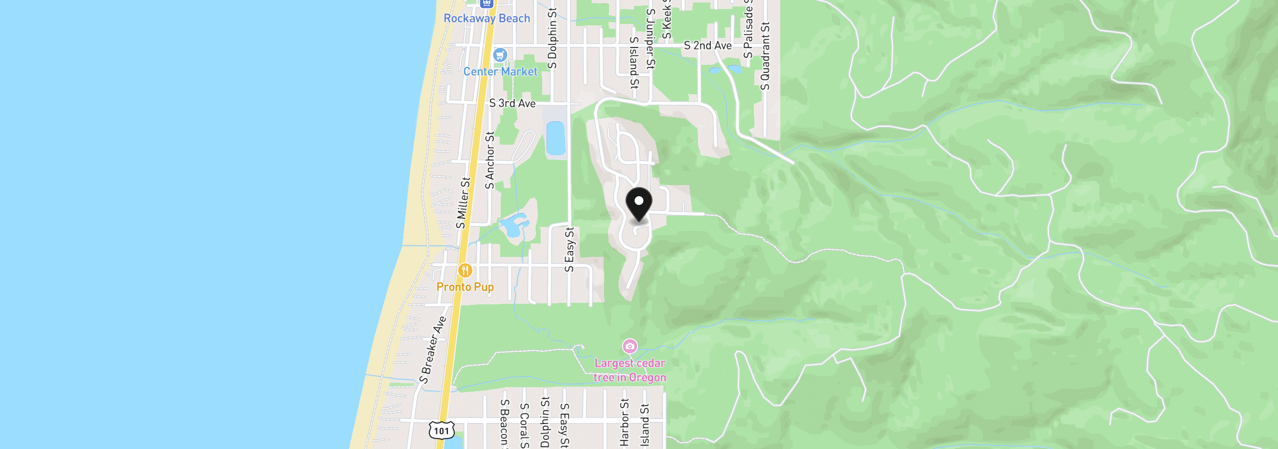 Map showing the location of 503 Kesterson Ct, Rockaway Beach, OR 97136