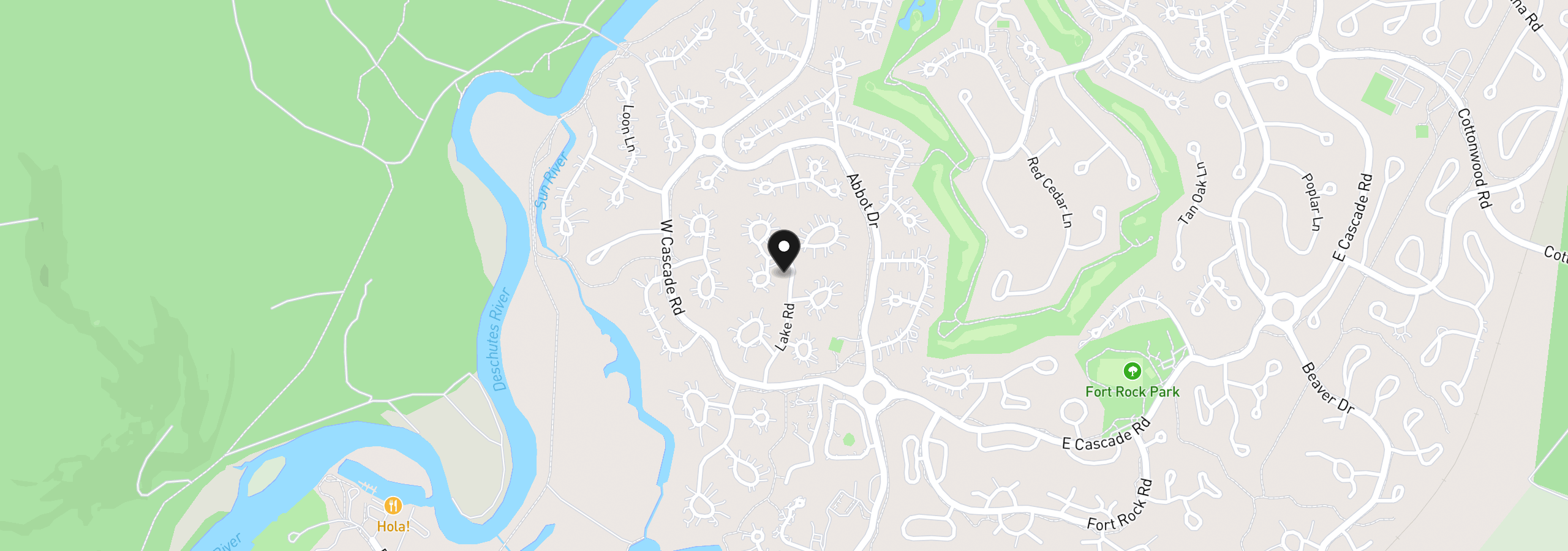 Map showing the location of 57626 Cultus Ln, Sunriver, OR 97707