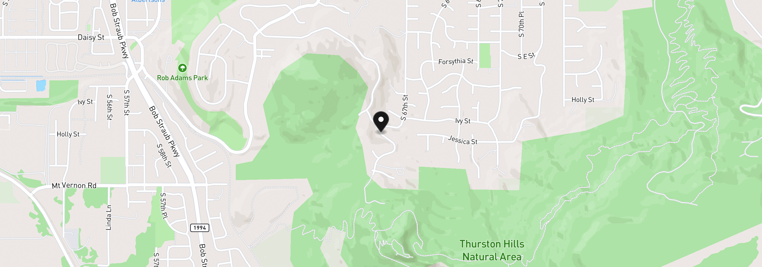 Map showing the location of 155 66th St, Springfield, OR 97478