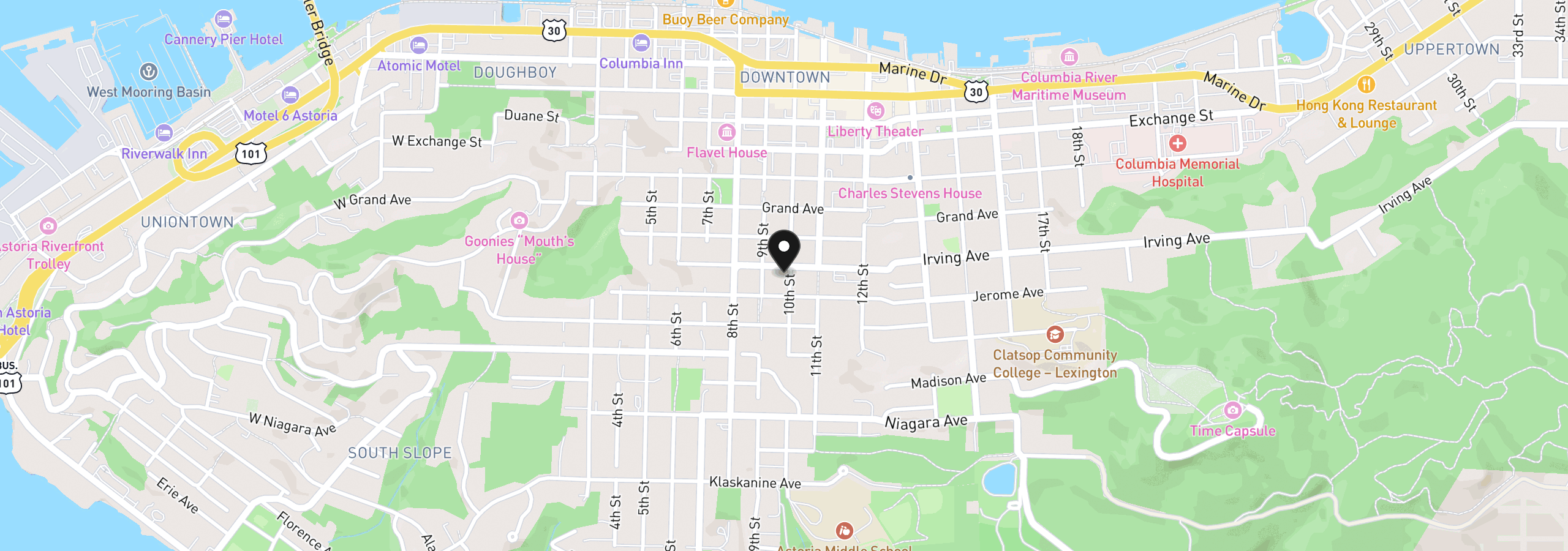 Map showing the location of 0 Irving Ave 2503, Astoria, OR 97103