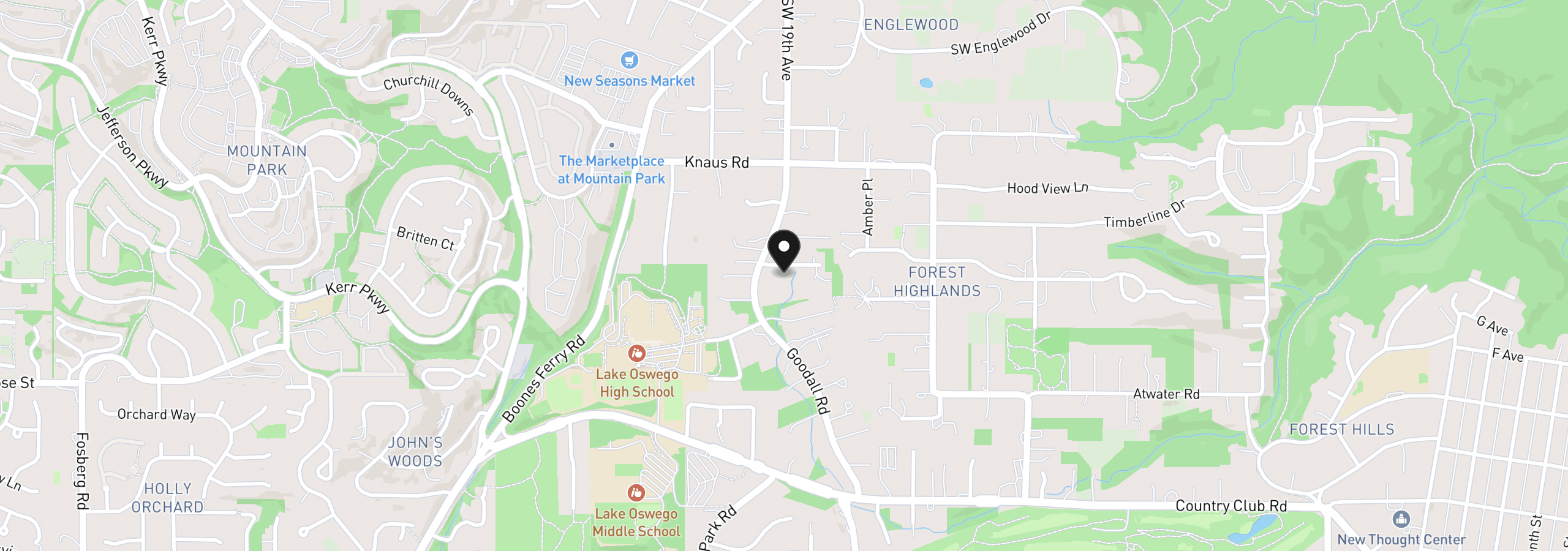 Map showing the location of 13582 Goodall Rd 6, Lake Oswego, OR 97034