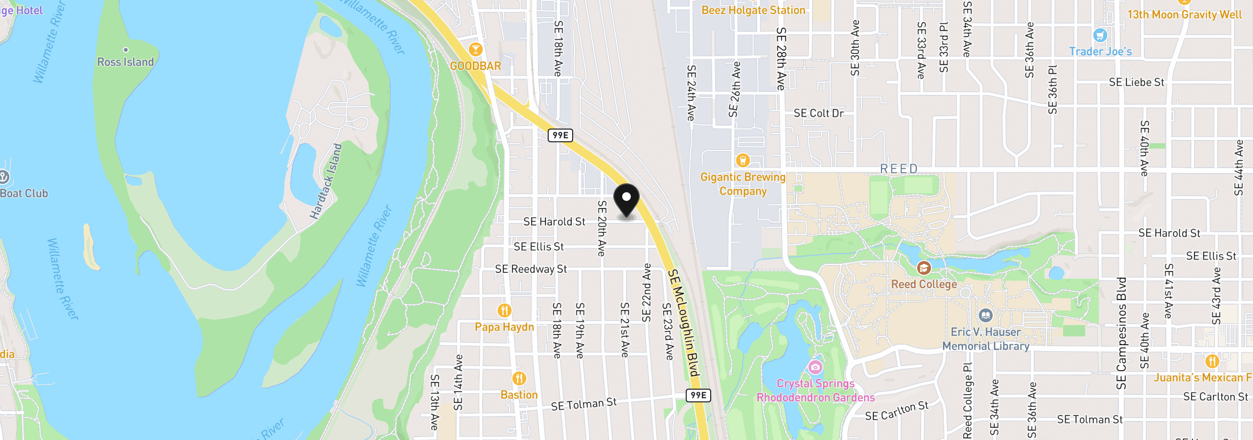 Map showing the location of 2069 SE Harold St 7, Portland, OR 97202