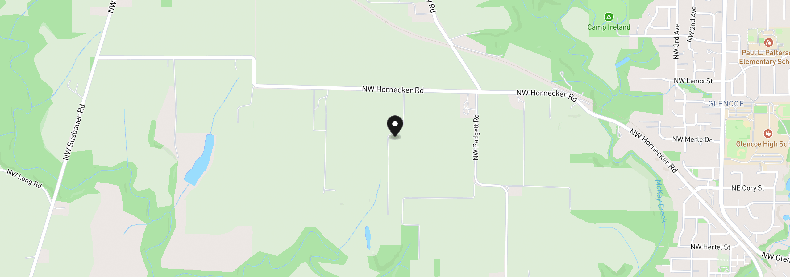 Map showing the location of 33140 NW Hornecker Rd, Hillsboro, OR 97124