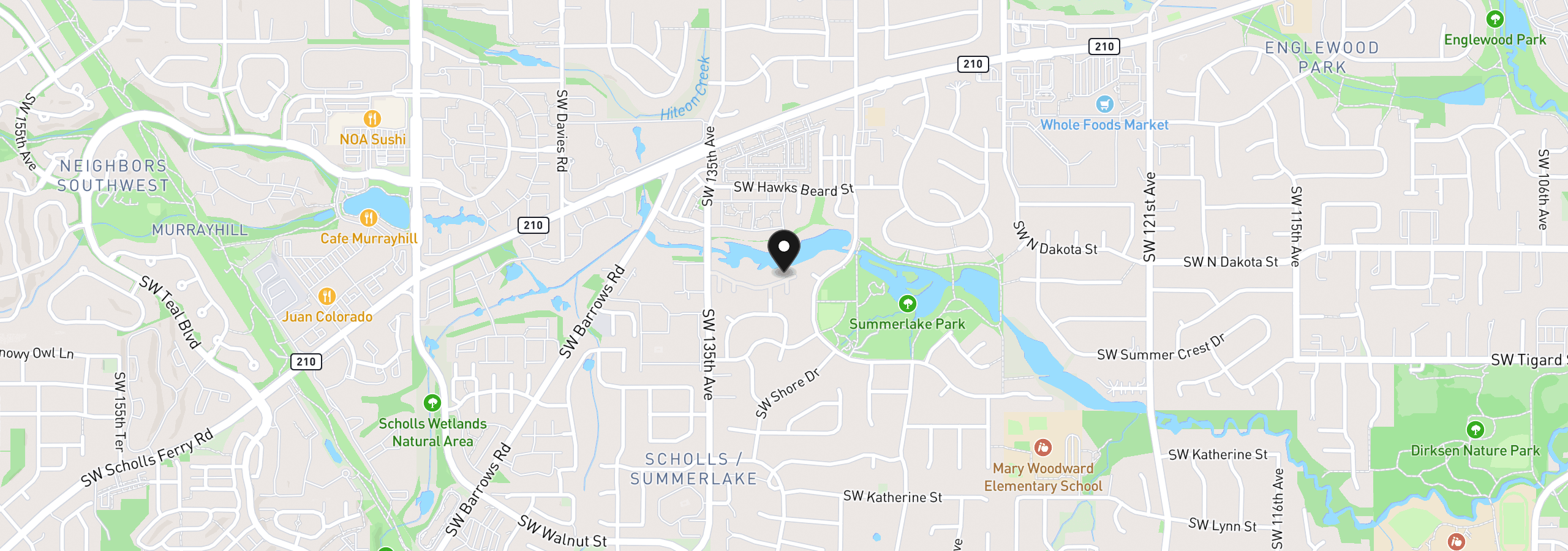 Map showing the location of 13217 SW Summerwood Dr, Portland, OR 97223
