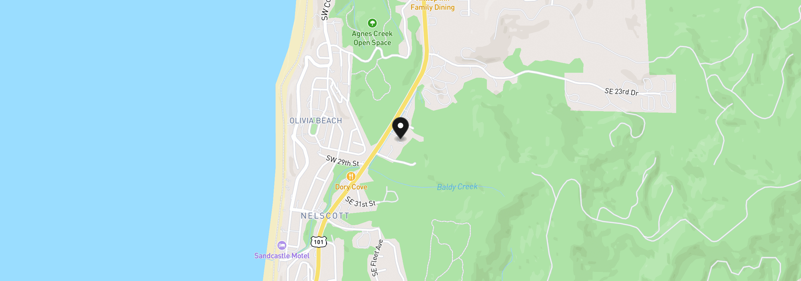Map showing the location of 2740 SE Highway 101, Lincoln City, OR 97367