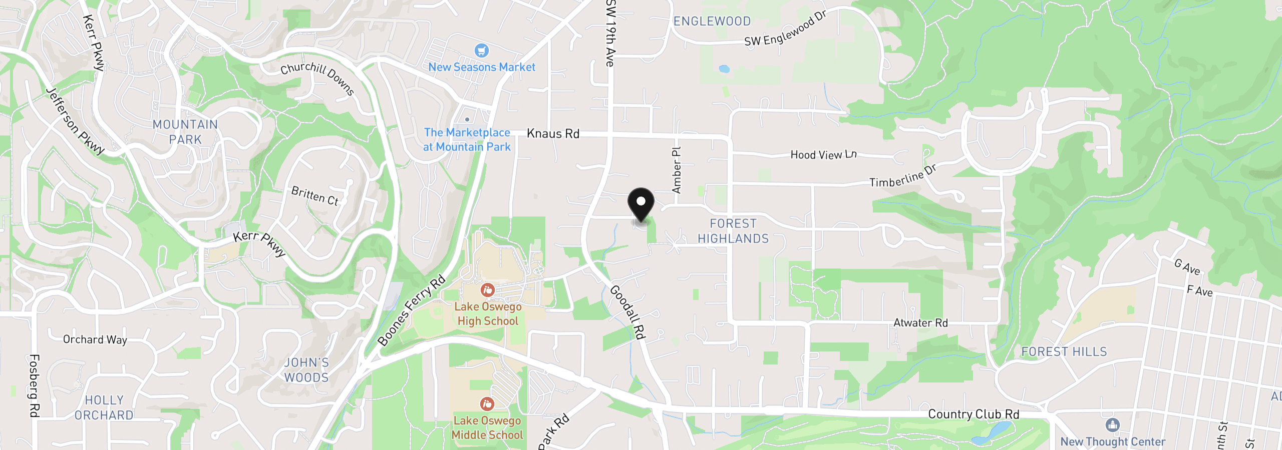 Map showing the location of 13568 Goodall Rd 4, Lake Oswego, OR 97034