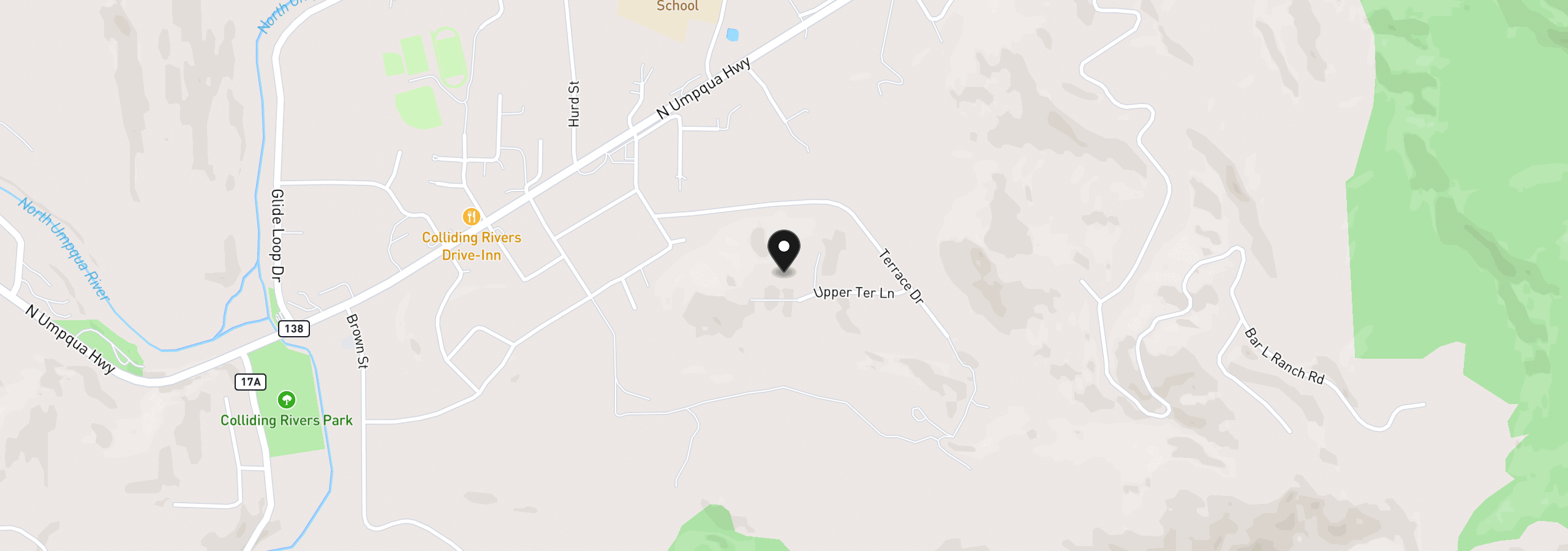 Map showing the location of 283 Upper Terrace Ln, Glide, OR 97443
