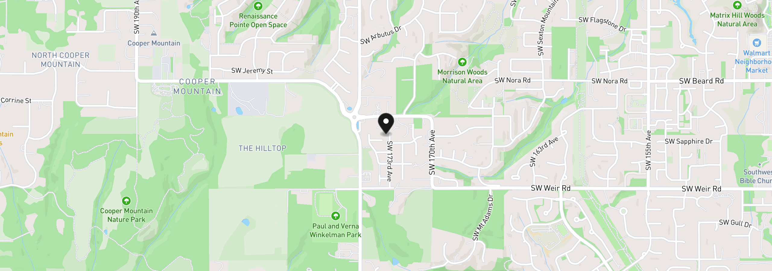 Map showing the location of 9637 SW 173rd Ave, Beaverton, OR 97007