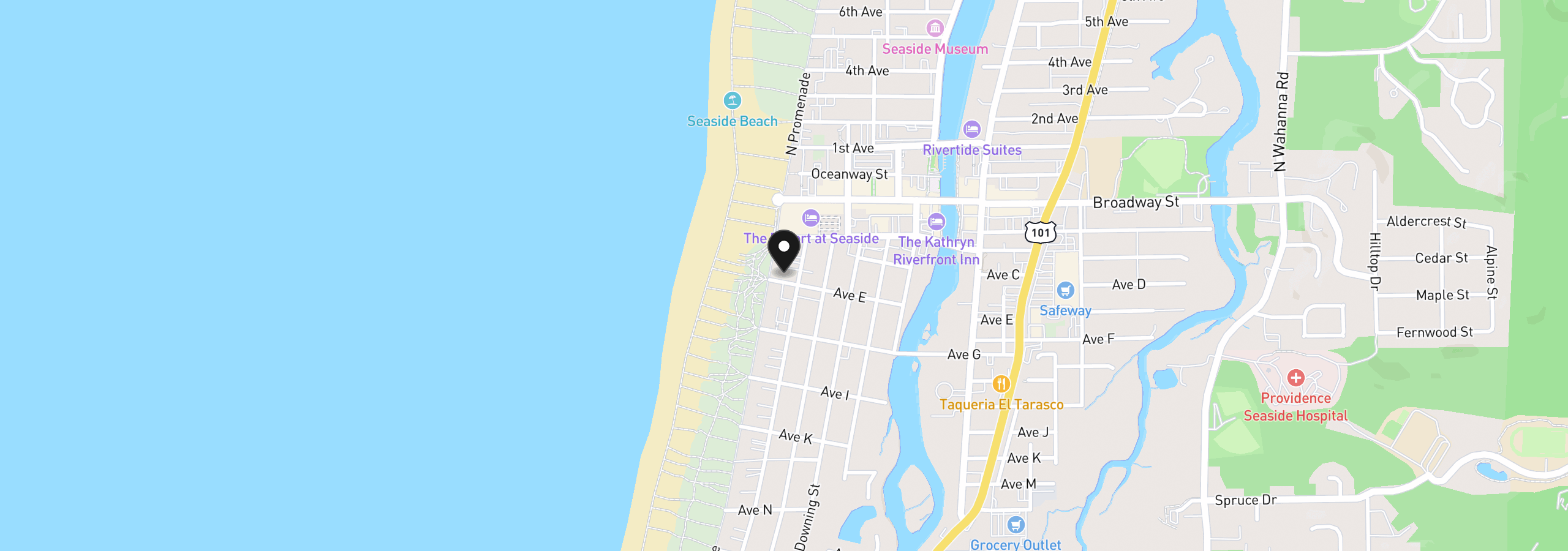 Map showing the location of 475 S Prom 410, Seaside, OR 97138
