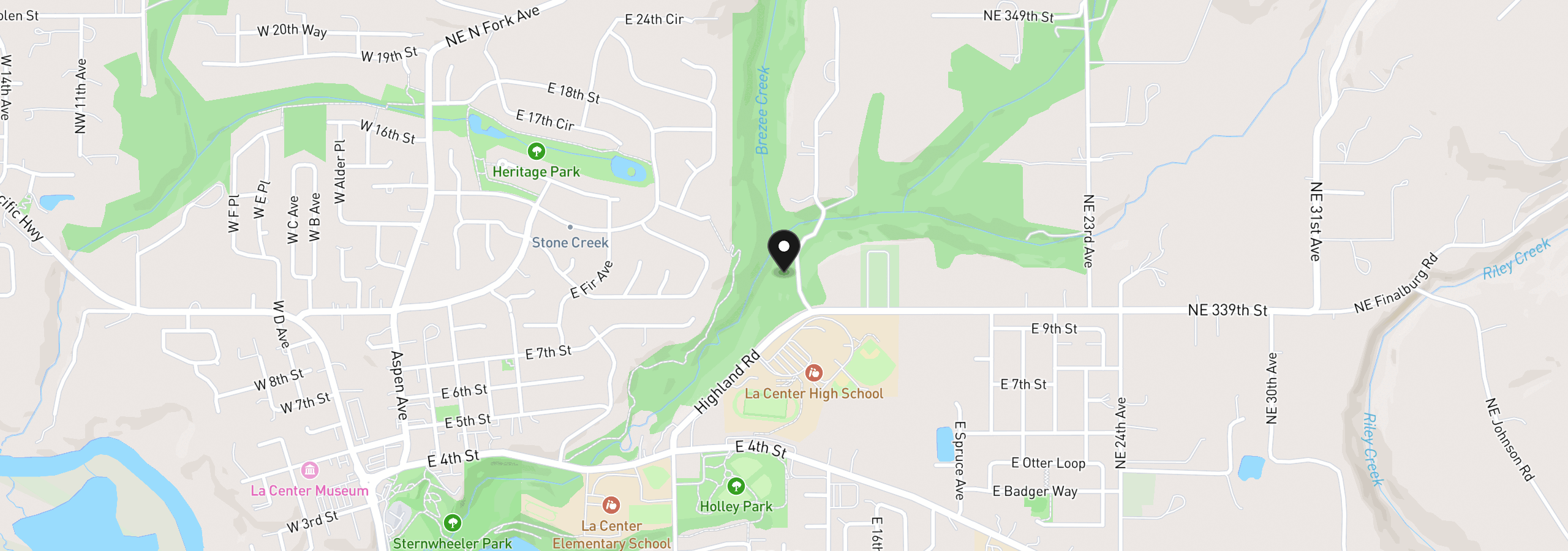 Map showing the location of 34102 NE 14th Ave, La Center, Wa 98629